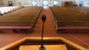 image of pulpit and microphone
